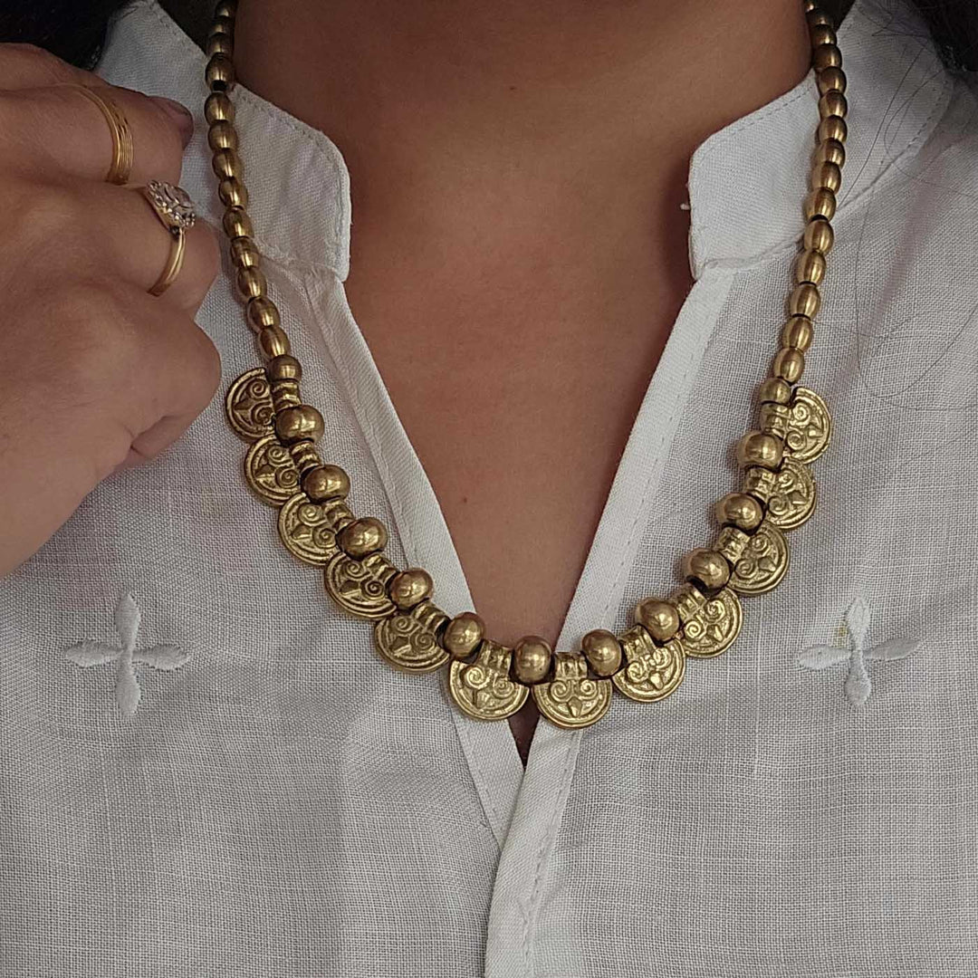 Handmade Sharvani Design Brass Short Necklace