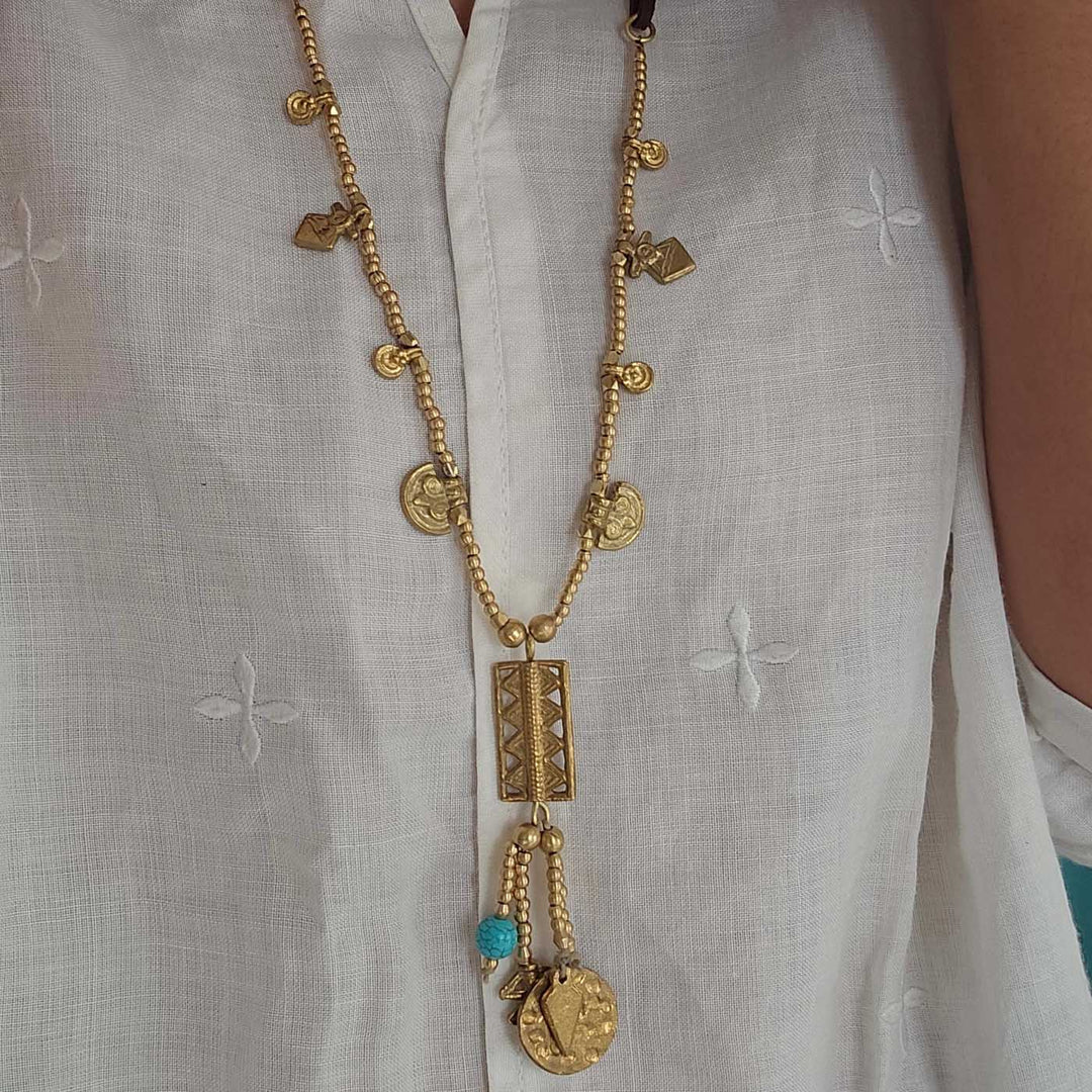 Handmade Shiloh Design Brass Necklace