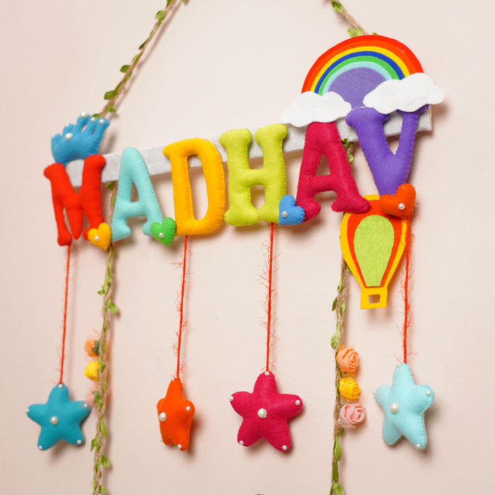 Personalized Jungle Theme Felt Kids Name Plate For Boys - Name Personalization Hanging Display