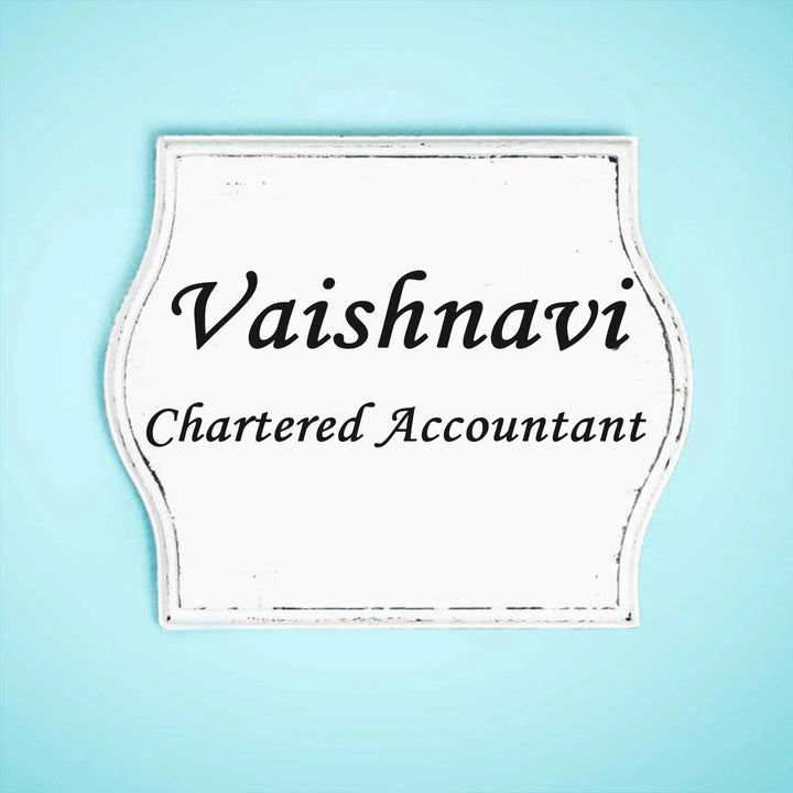 Curved Square Name Plate For Chartered Accountant - Front View Name Personalization Example