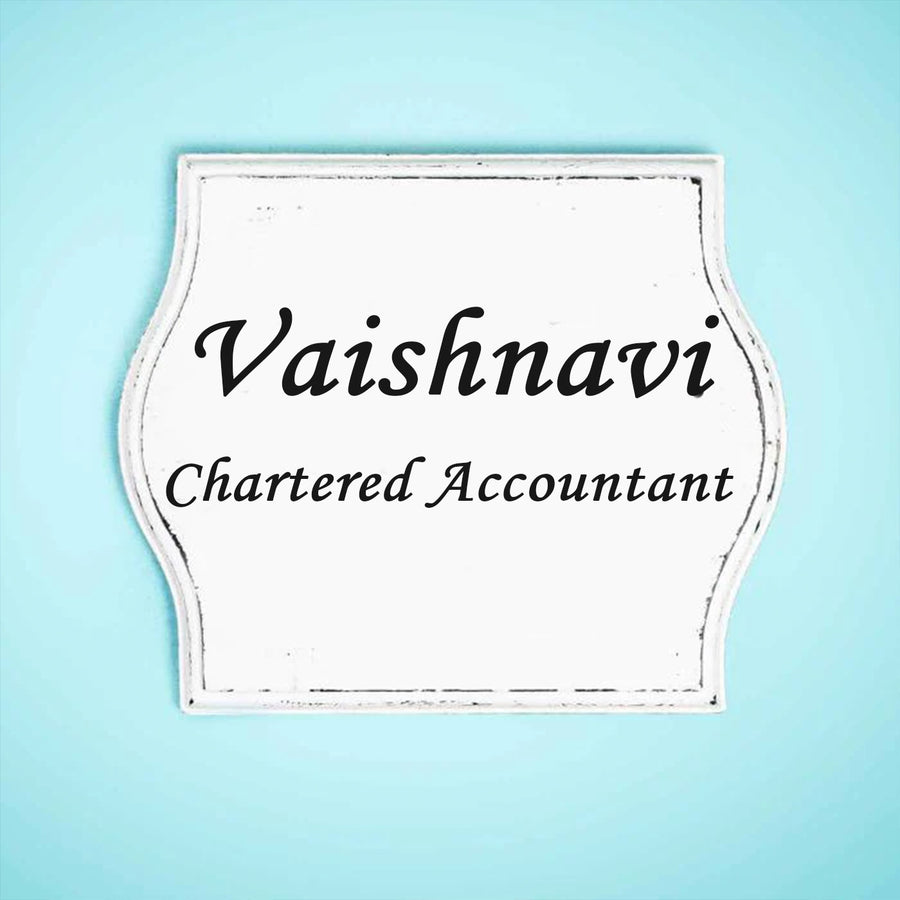 Curved Square Name Plate For Chartered Accountant - Front View Name Personalization Example