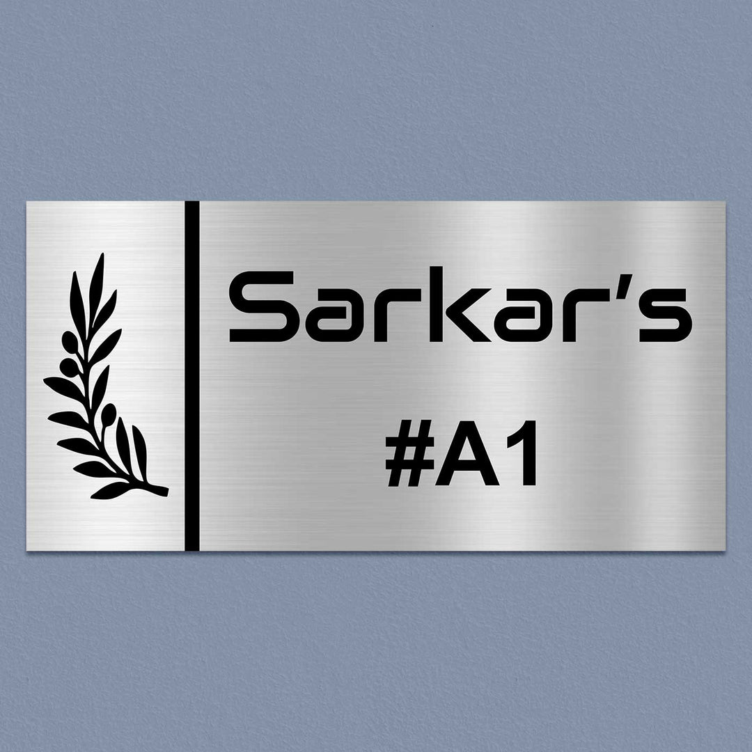 Personalized Leaf Theme Stainless Steel Name Plate