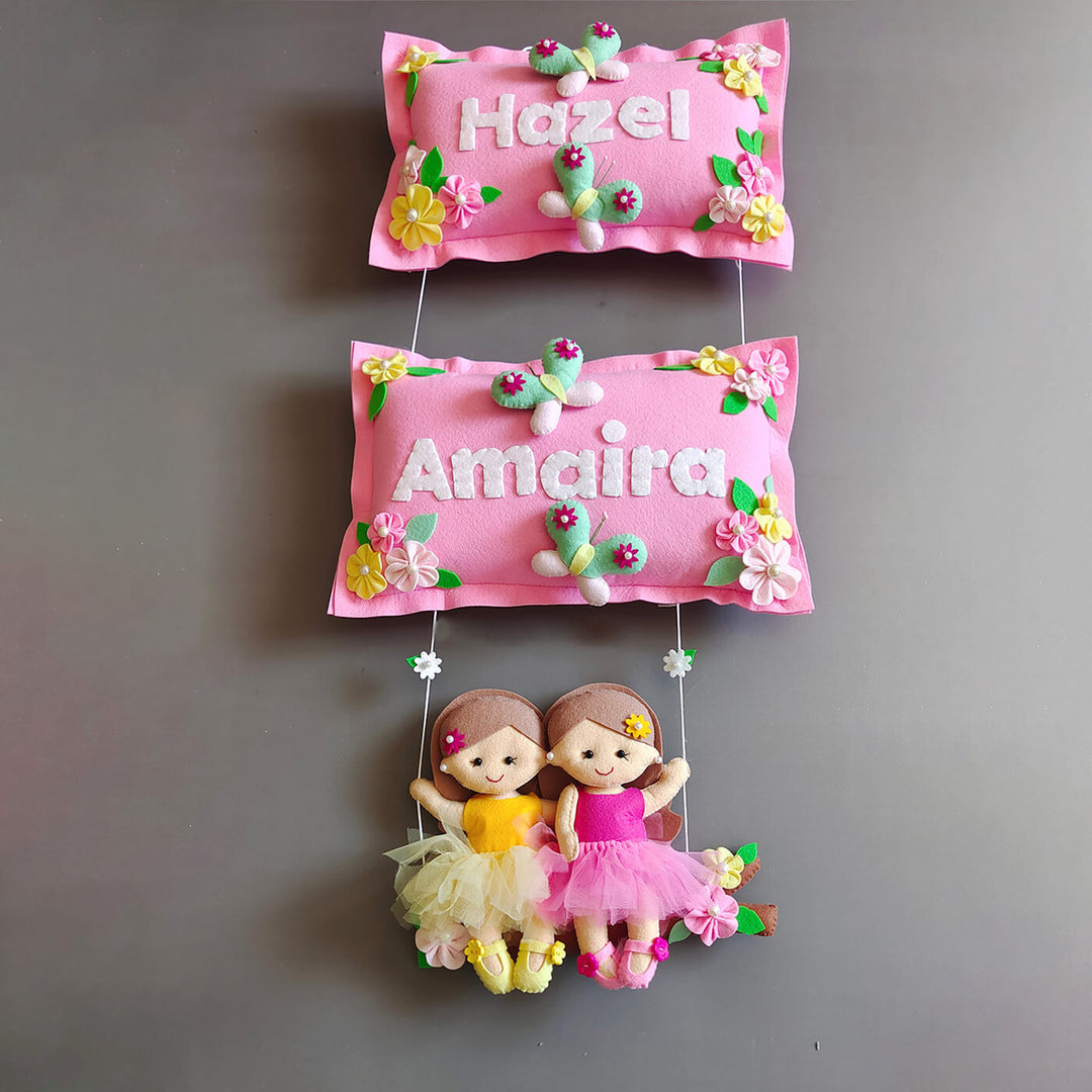 Hand Stitched Felt Hanging For Girls - Hanging with Name Personalization Example
