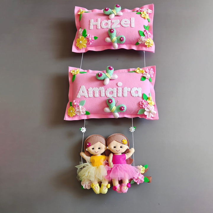 Hand Stitched Felt Hanging For Girls - Hanging with Name Personalization Example