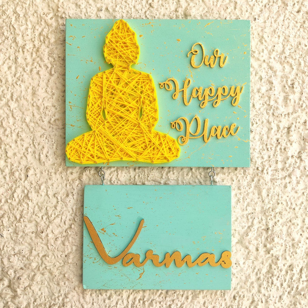 Personalized Spiritual Theme Home String Art Name Plate 4 - Front View Hanging Sign Display