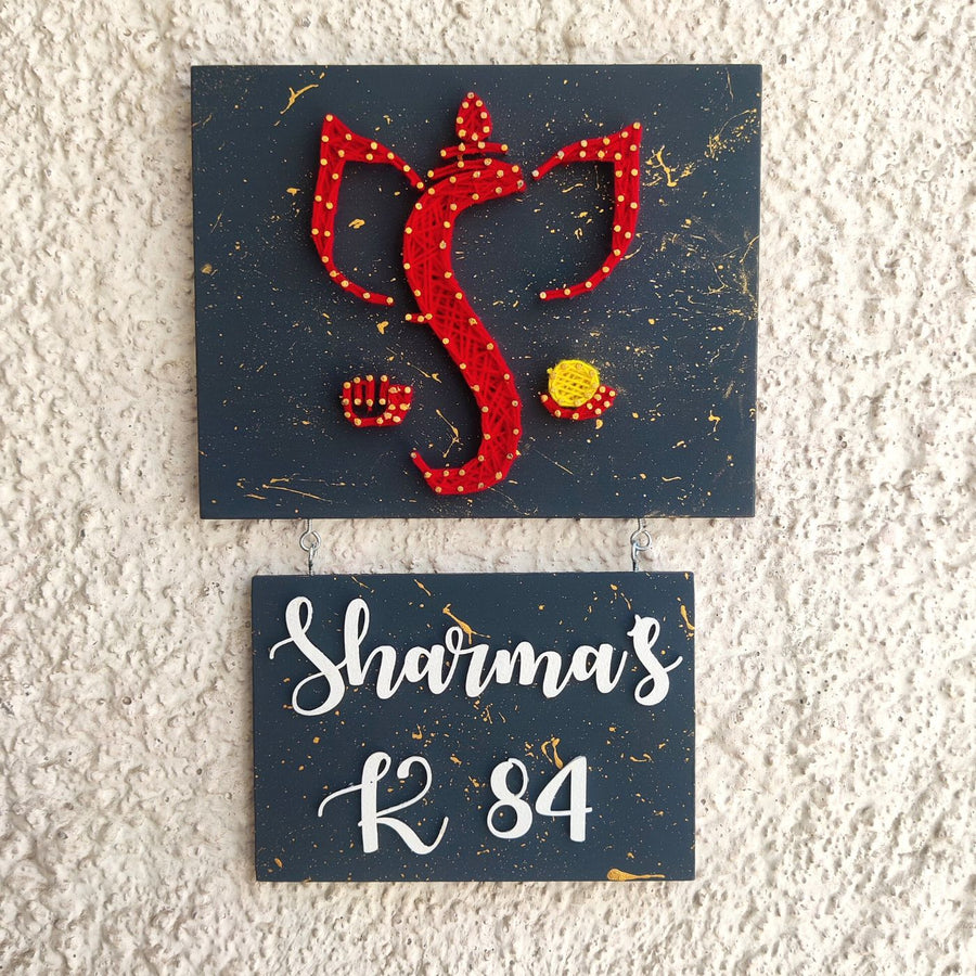 Personalized Spiritual Theme Home String Art Name Plate 3 - Mounted on Textured Wall