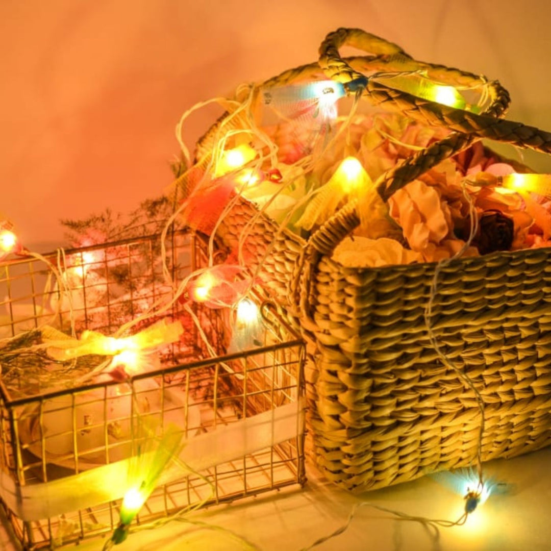 5m, 20 Bulbs | Handcrafted LED Fairy Lights with Fabric Shades
