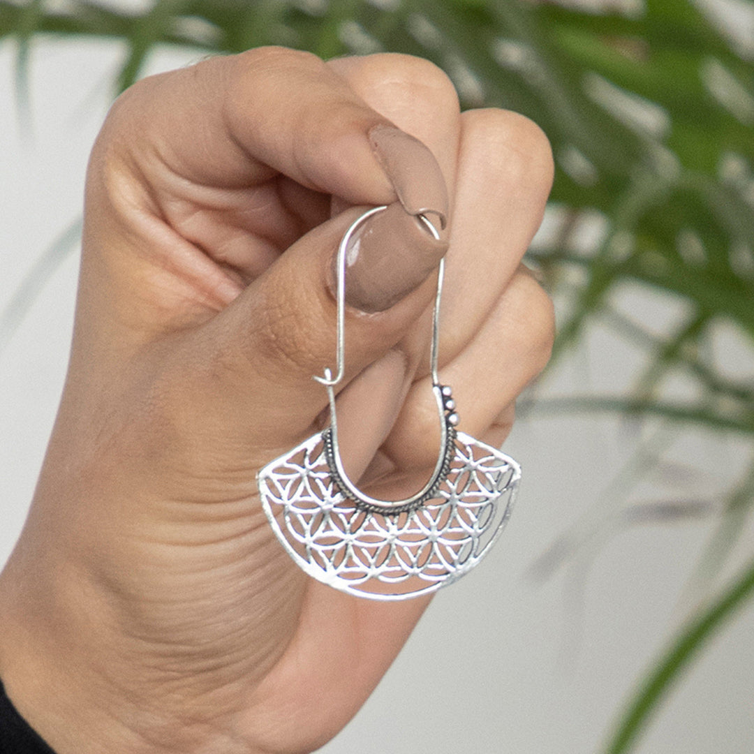 Handcrafted Western Silver Plated Brass Earrings