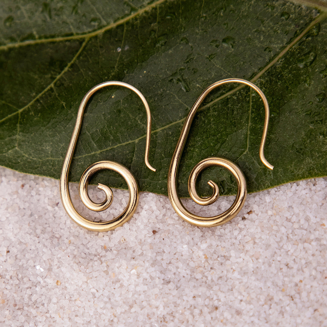 Handcrafted Western Work Wear Gold Plated Brass Earrings