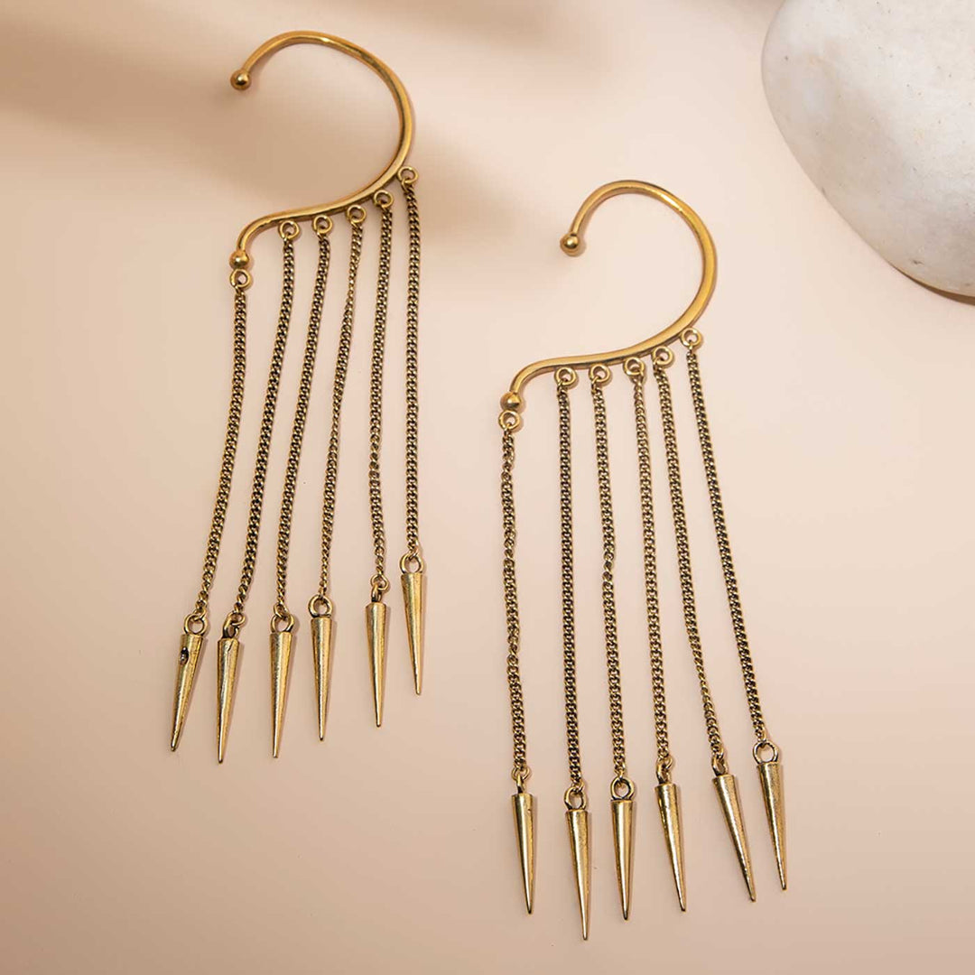 Handcrafted Silver/ Gold Toned Contemporary Ear Cuff Earrings