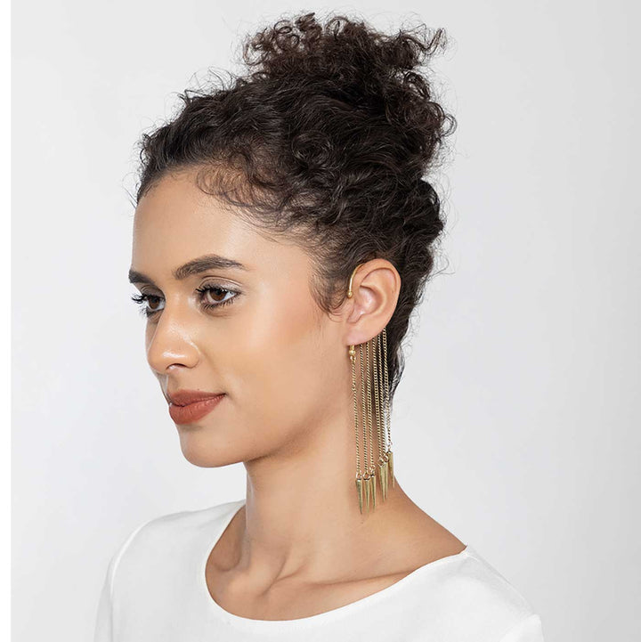 Handcrafted Silver/ Gold Toned Contemporary Ear Cuff Earrings