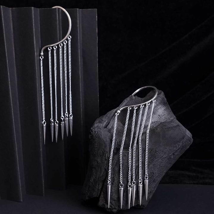 Handcrafted Silver/ Gold Toned Contemporary Ear Cuff Earrings