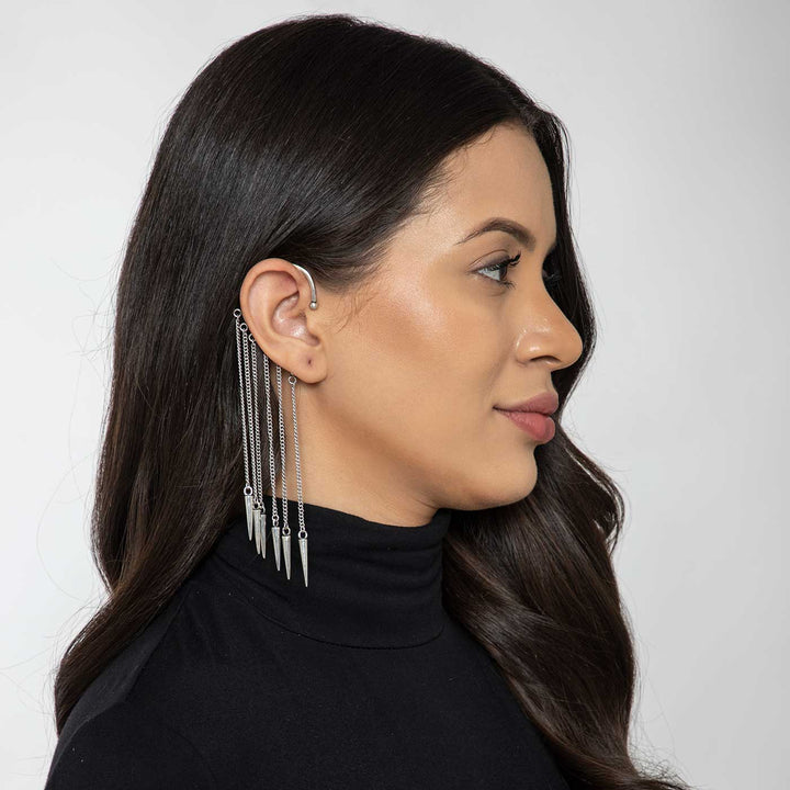 Handcrafted Silver/ Gold Toned Contemporary Ear Cuff Earrings