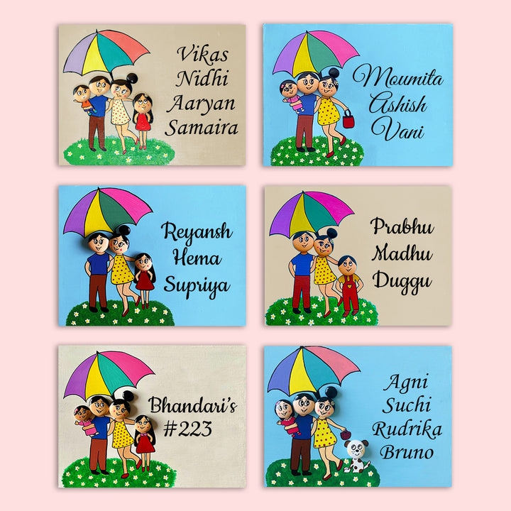 Handpainted Clay Pebble Name Plate For Family 6 - None (7)