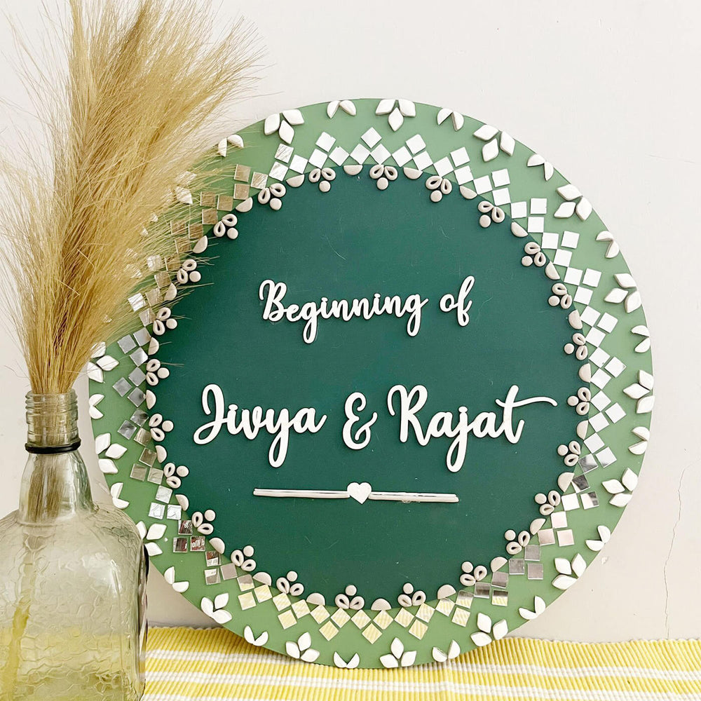 Handcrafted Lippan Art Nameplate - Front View with Name Personalization