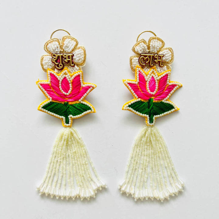 2 Pc | Handmade Beaded Lotus Shubhlabh Sequin Silk Hanging