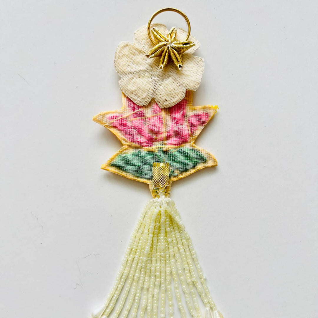 2 Pc | Handmade Beaded Lotus Shubhlabh Sequin Silk Hanging