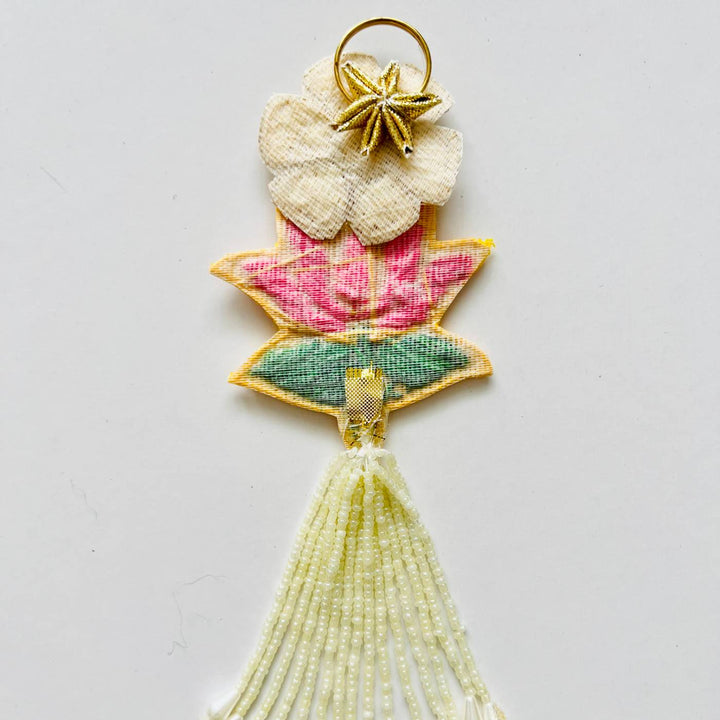 2 Pc | Handmade Beaded Lotus Shubhlabh Sequin Silk Hanging