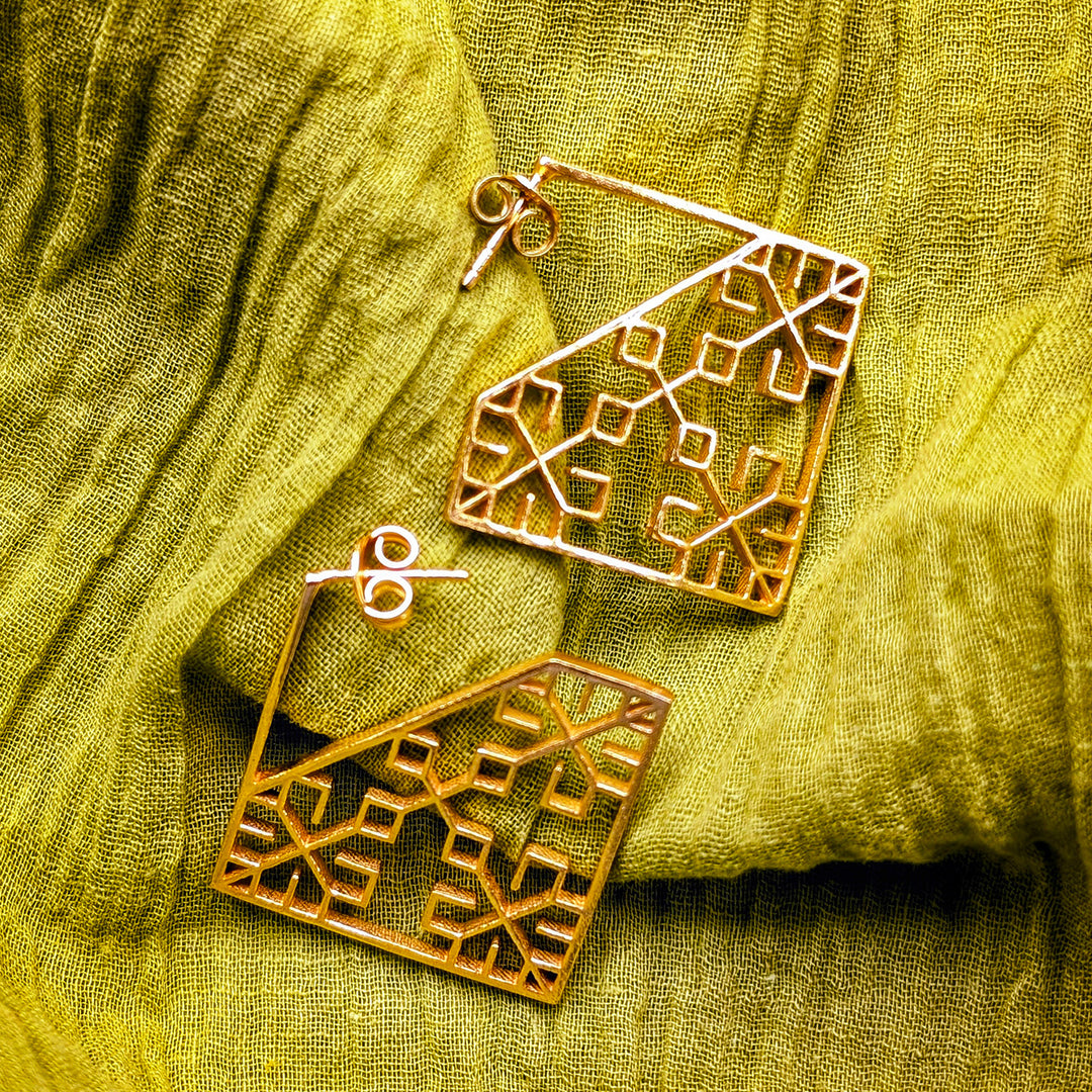 Statement Swara 22k Gold Plated Silver Earrings