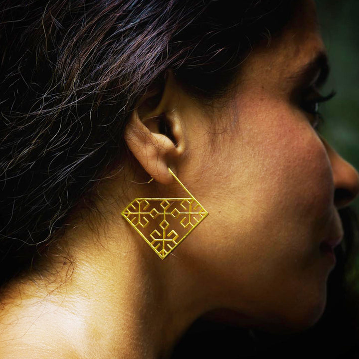 Statement Swara 22k Gold Plated Silver Earrings