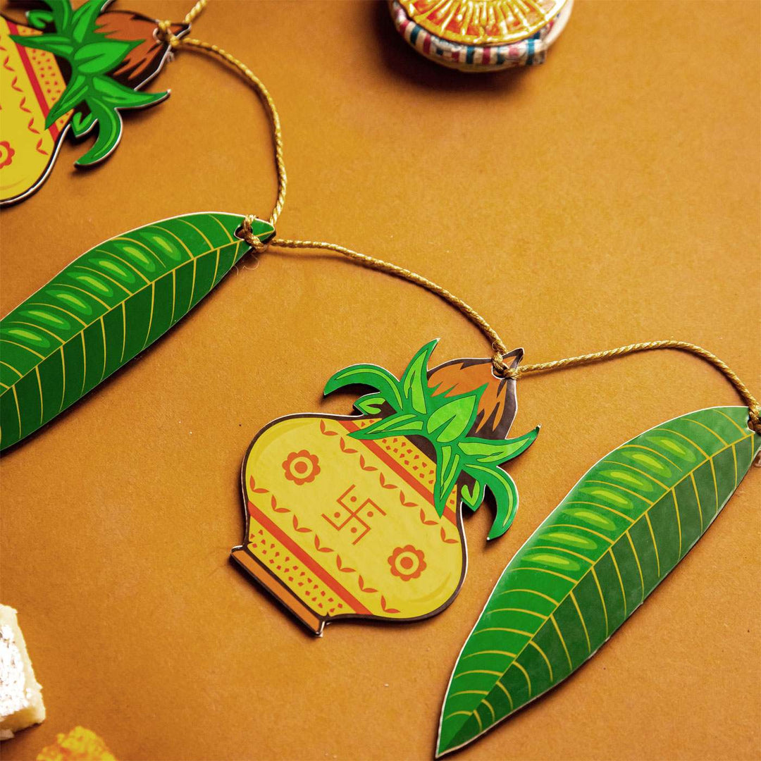 57 / 64 Inches | Festive Traditional Printed Birch Wood Toran