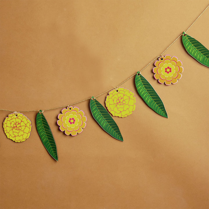 57 / 64 Inches | Festive Traditional Printed Birch Wood Toran