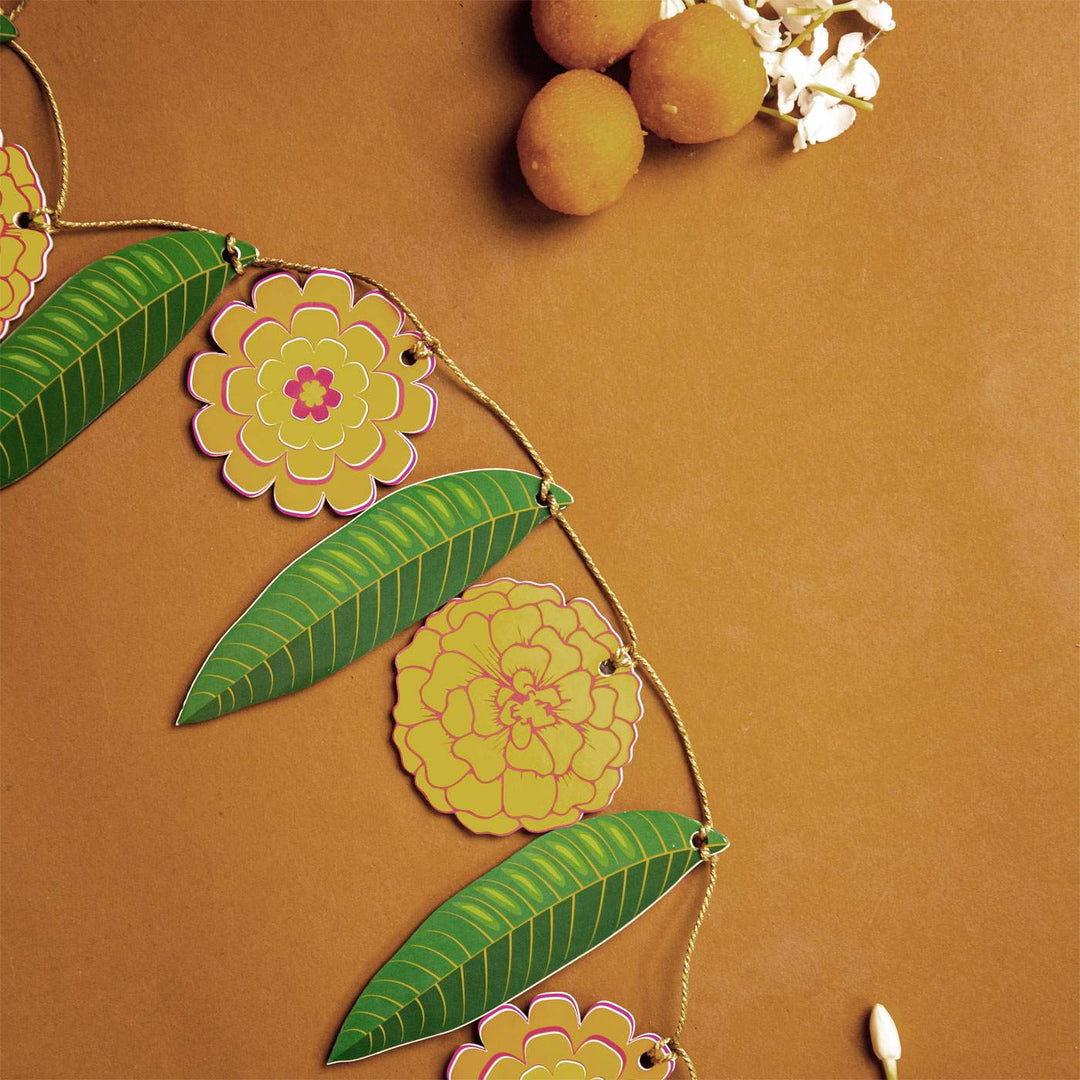 57 / 64 Inches | Festive Traditional Printed Birch Wood Toran