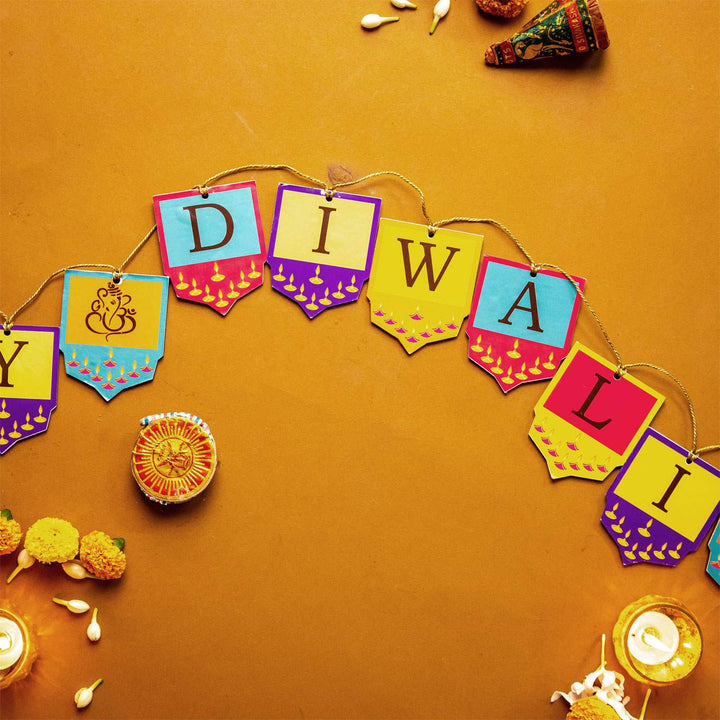 64 In | Ganesha Happy Diwali Printed Birch Wood Toran