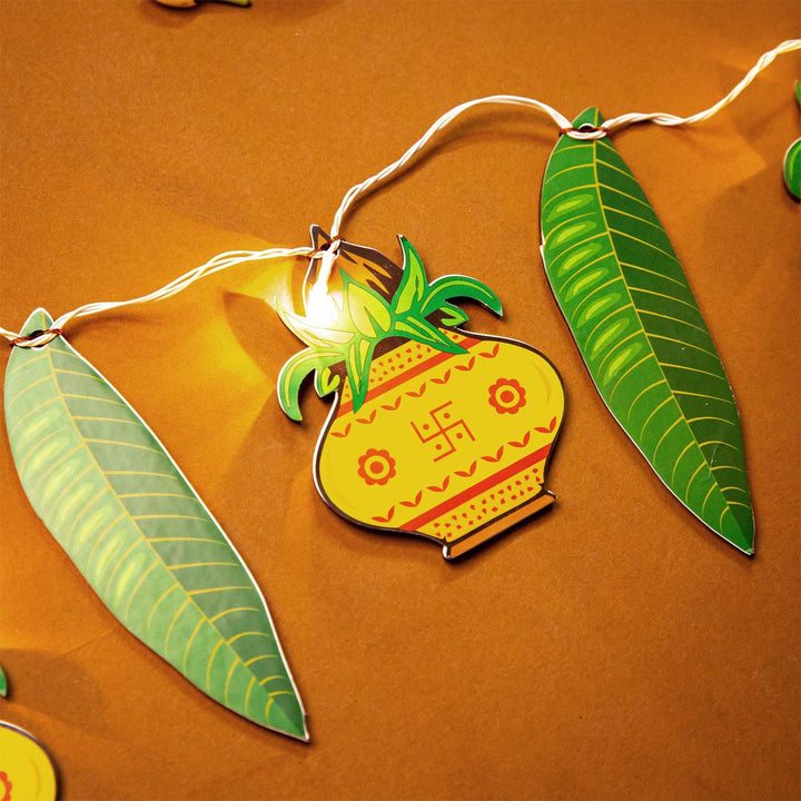 118 In | Festive Printed Birch Wood Toran with Lights
