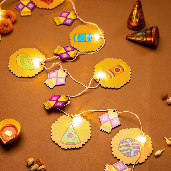 118 In | Festive Printed Birch Wood Toran with Lights