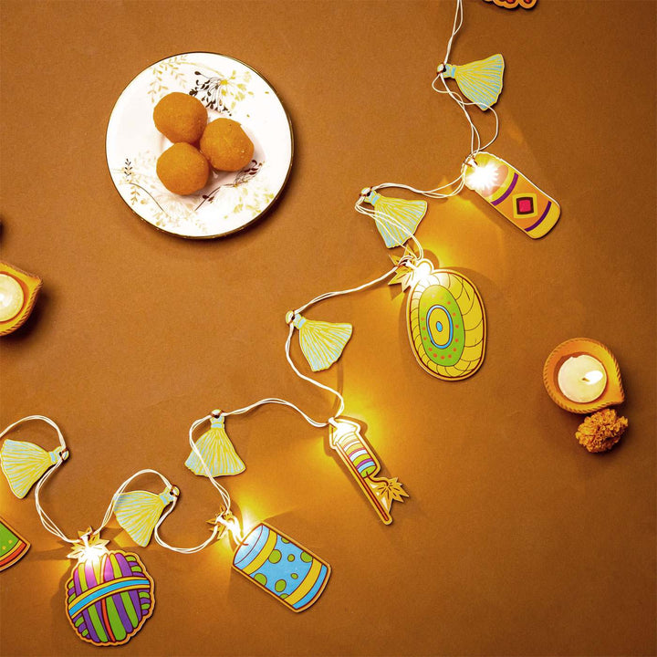 118 In | Festive Printed Birch Wood Toran with Lights