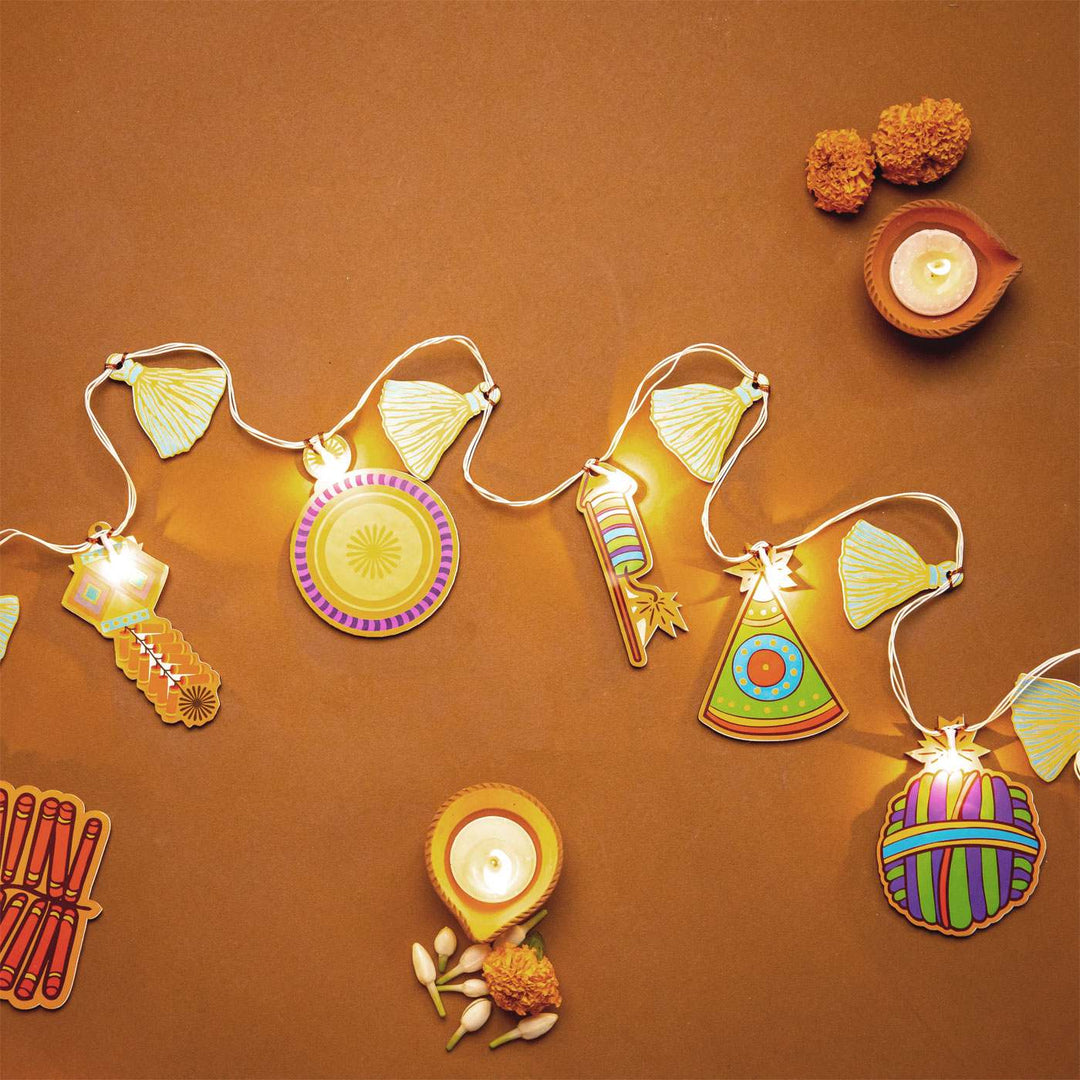 118 In | Festive Printed Birch Wood Toran with Lights