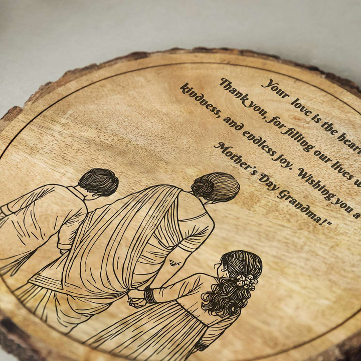 Personalized Hand Carved Engraved Dadi And Grandchildren Theme Wooden Decorative Plaque