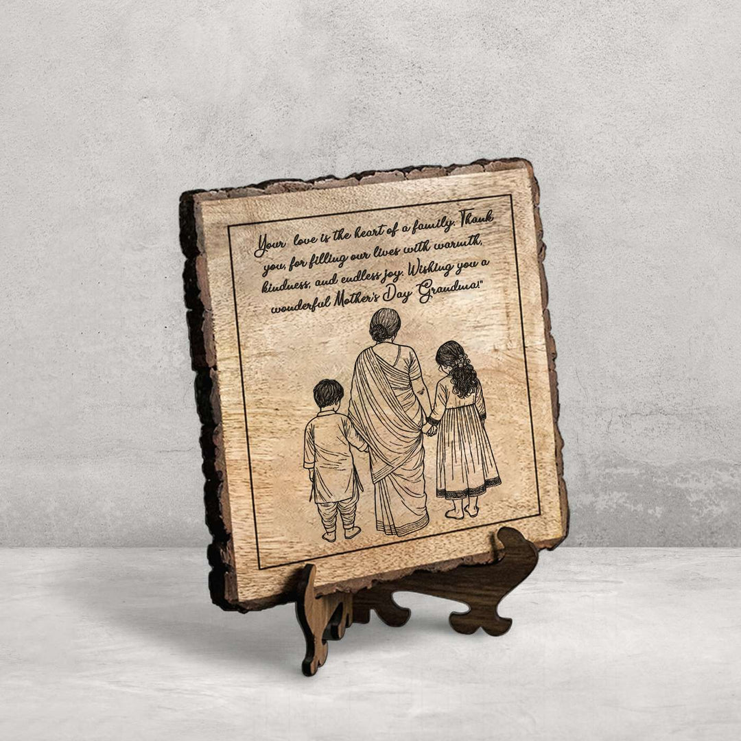 Personalized Hand Carved Engraved Dadi And Grandchildren Theme Wooden Decorative Plaque