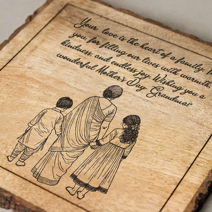 Personalized Hand Carved Engraved Dadi And Grandchildren Theme Wooden Decorative Plaque