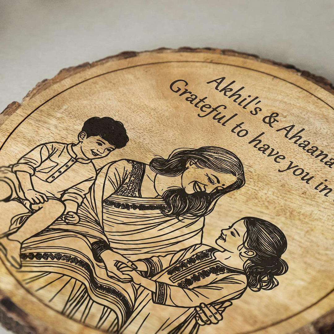 Personalized Hand Carved Engraved Dadi And Grandchildren Theme Wooden Decorative Plaque