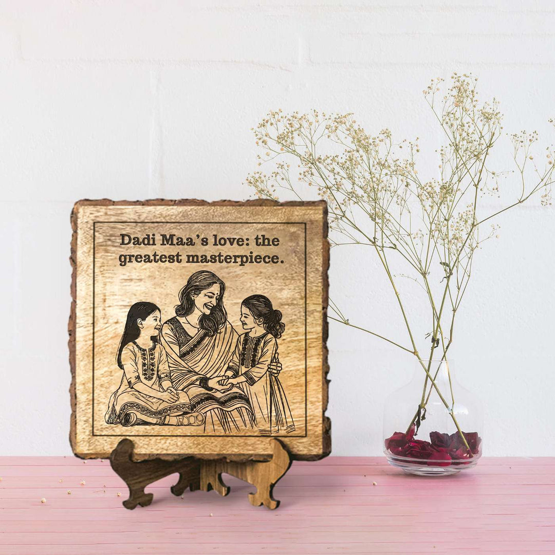Personalized Hand Carved Engraved Dadi And Granddaughters Theme Wooden Decorative Plaque