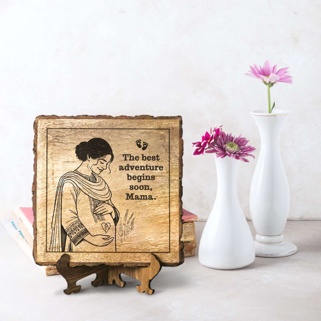 Personalized Hand Carved Engraved Mom To Be Theme Wooden Decorative Plaque