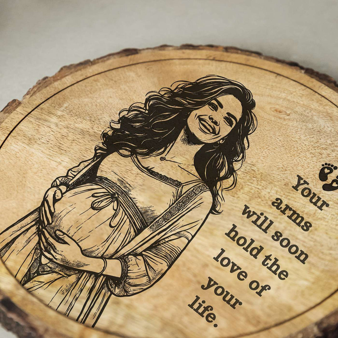 Personalized Hand Carved Engraved Mom To Be Theme Wooden Decorative Plaque