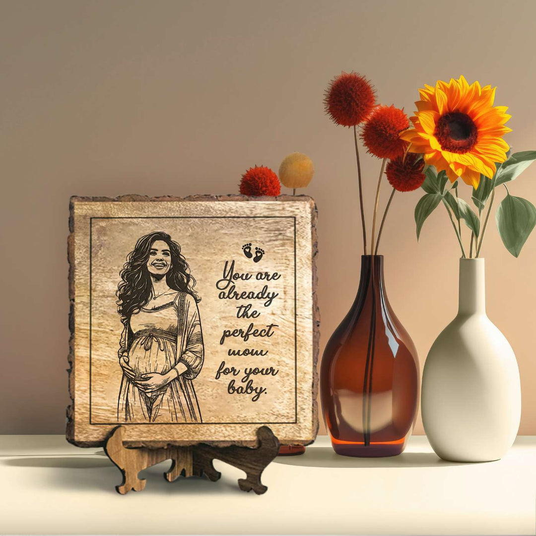 Personalized Hand Carved Engraved Mom To Be Theme Wooden Decorative Plaque