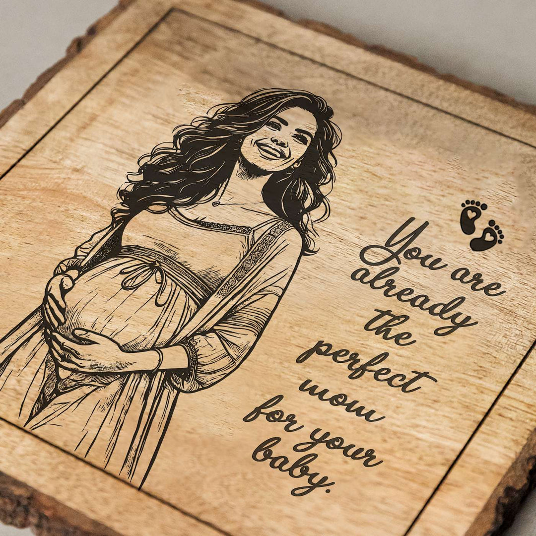 Personalized Hand Carved Engraved Mom To Be Theme Wooden Decorative Plaque
