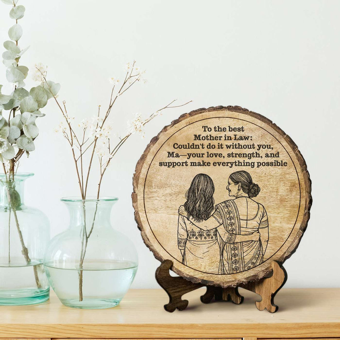 Personalized Hand Carved Engraved Mother In Law Theme Wooden Decorative Plaque