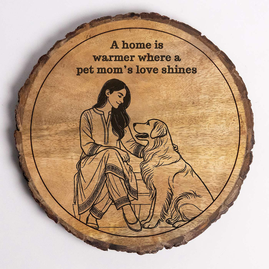 Personalized Hand Carved Engraved Pet Mom Theme Wooden Decorative Plaque
