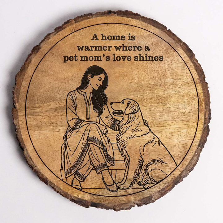 Personalized Hand Carved Engraved Pet Mom Theme Wooden Decorative Plaque