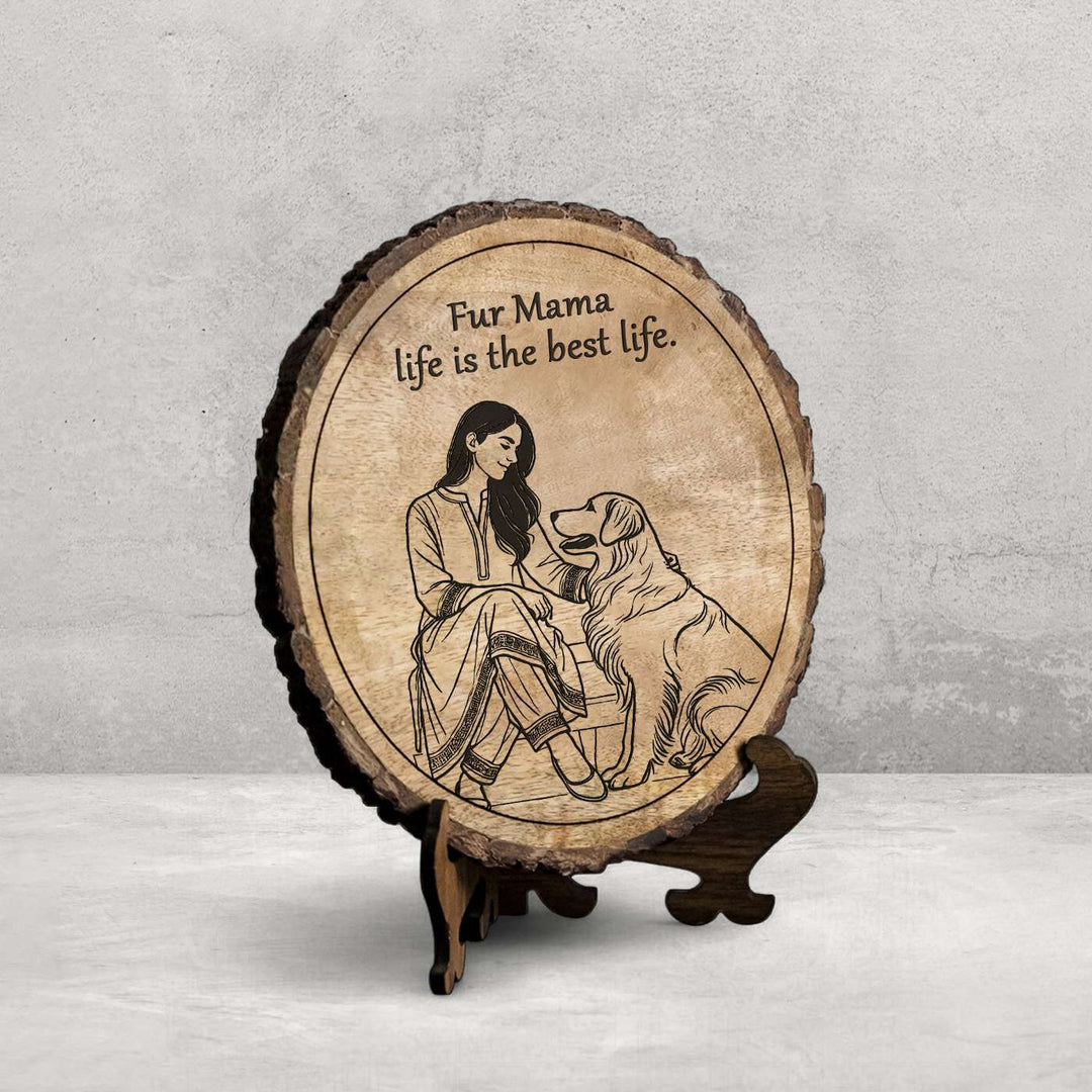 Personalized Hand Carved Engraved Pet Mom Theme Wooden Decorative Plaque