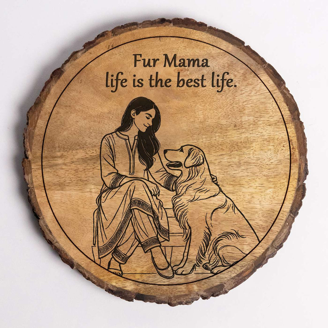 Personalized Hand Carved Engraved Pet Mom Theme Wooden Decorative Plaque