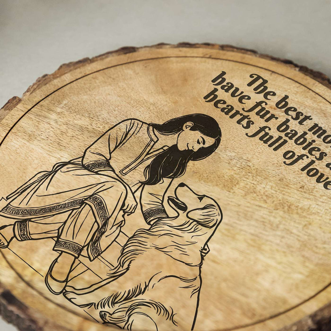 Personalized Hand Carved Engraved Pet Mom Theme Wooden Decorative Plaque