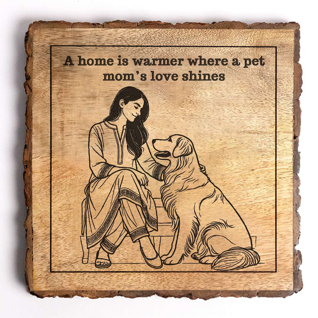 Personalized Hand Carved Engraved Pet Mom Theme Wooden Decorative Plaque