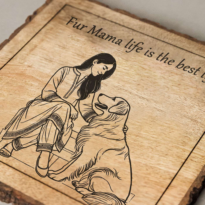 Personalized Hand Carved Engraved Pet Mom Theme Wooden Decorative Plaque