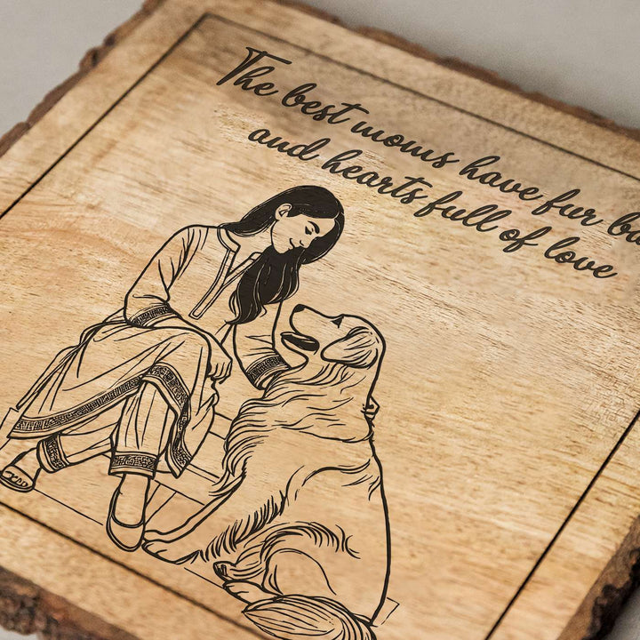 Personalized Hand Carved Engraved Pet Mom Theme Wooden Decorative Plaque